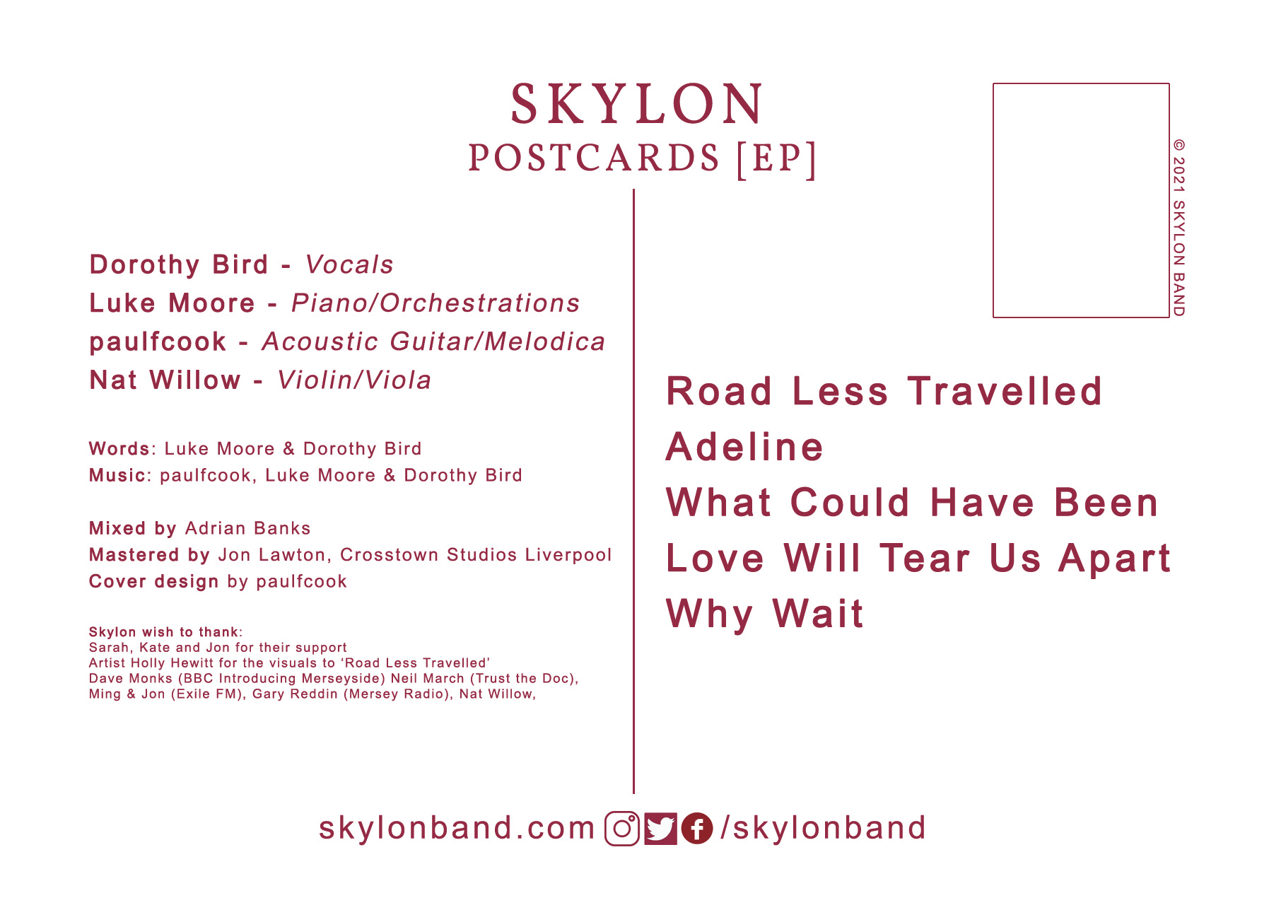 Skylon-Roads EP Postcard-BACK DESIGN-no bleed